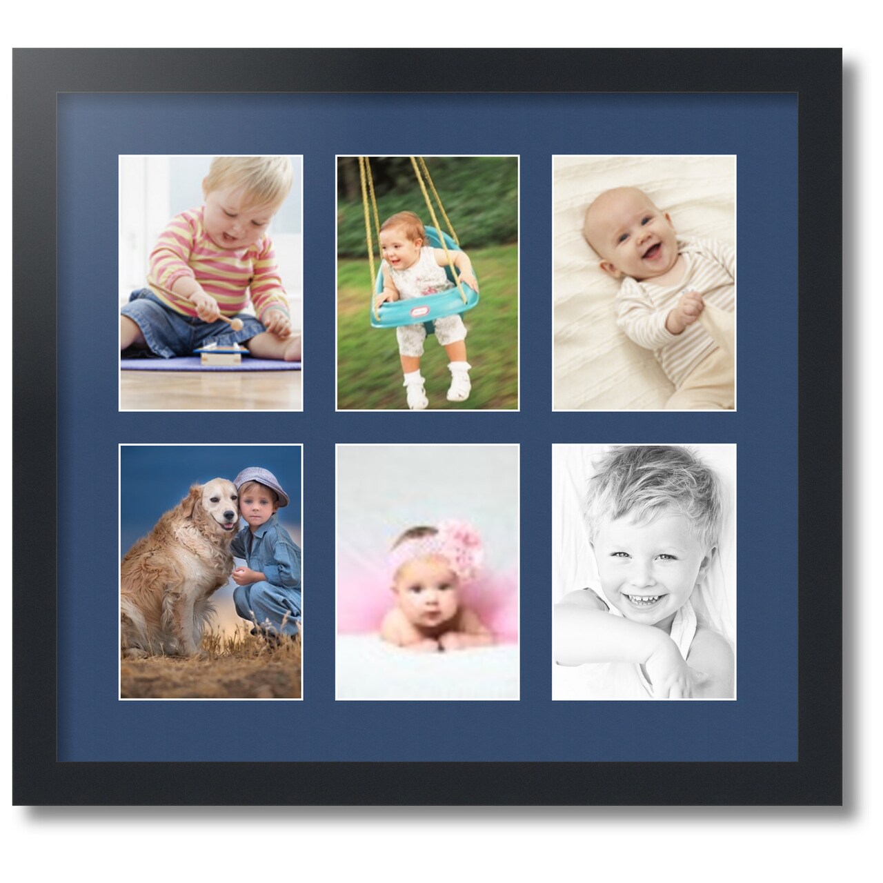 ArtToFrames Collage Photo Picture Frame with 6 - 5x7 inch Openings, Framed in Black with Over 62 Mat Color Options and Plexi Glass (CSM-3926-2041)